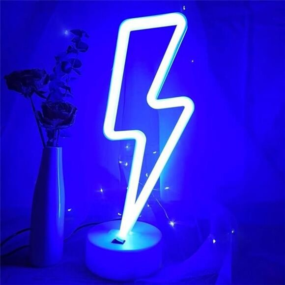 Lightning Bolt Neon Sign Blue LED Light for Bedroom Gaming Room Teen Decor - Picture 7 of 7